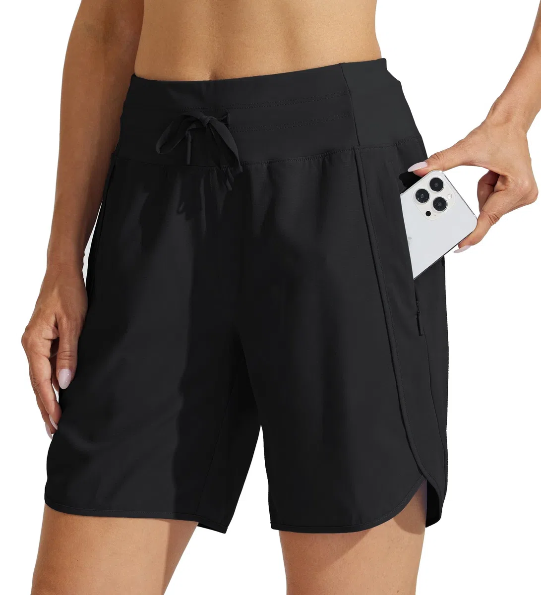 WILLIT Short de course athlétique pour femme de 12,7 cm - Long short d'entraînement - Short de randonnée - Course à pied - Short actif à séchage rapide - Taille haute - Poche zippée