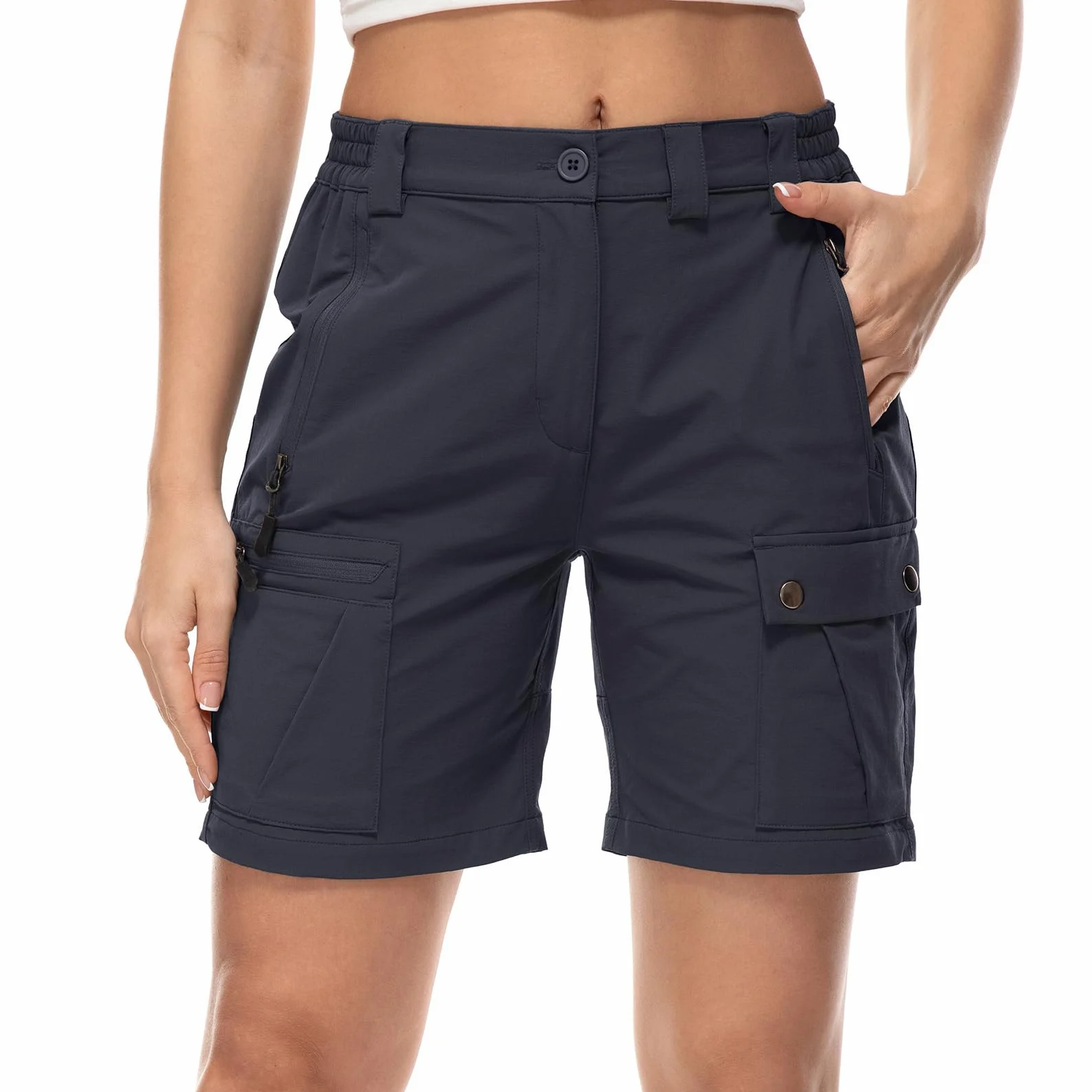 Short de Randonnée Cargo pour Femme Shorts de Randonnée Femme Short d'extérieur Confortable, Léger et à Séchage Rapide, pour Les Voyages et la Randonnée avec 4 Poches