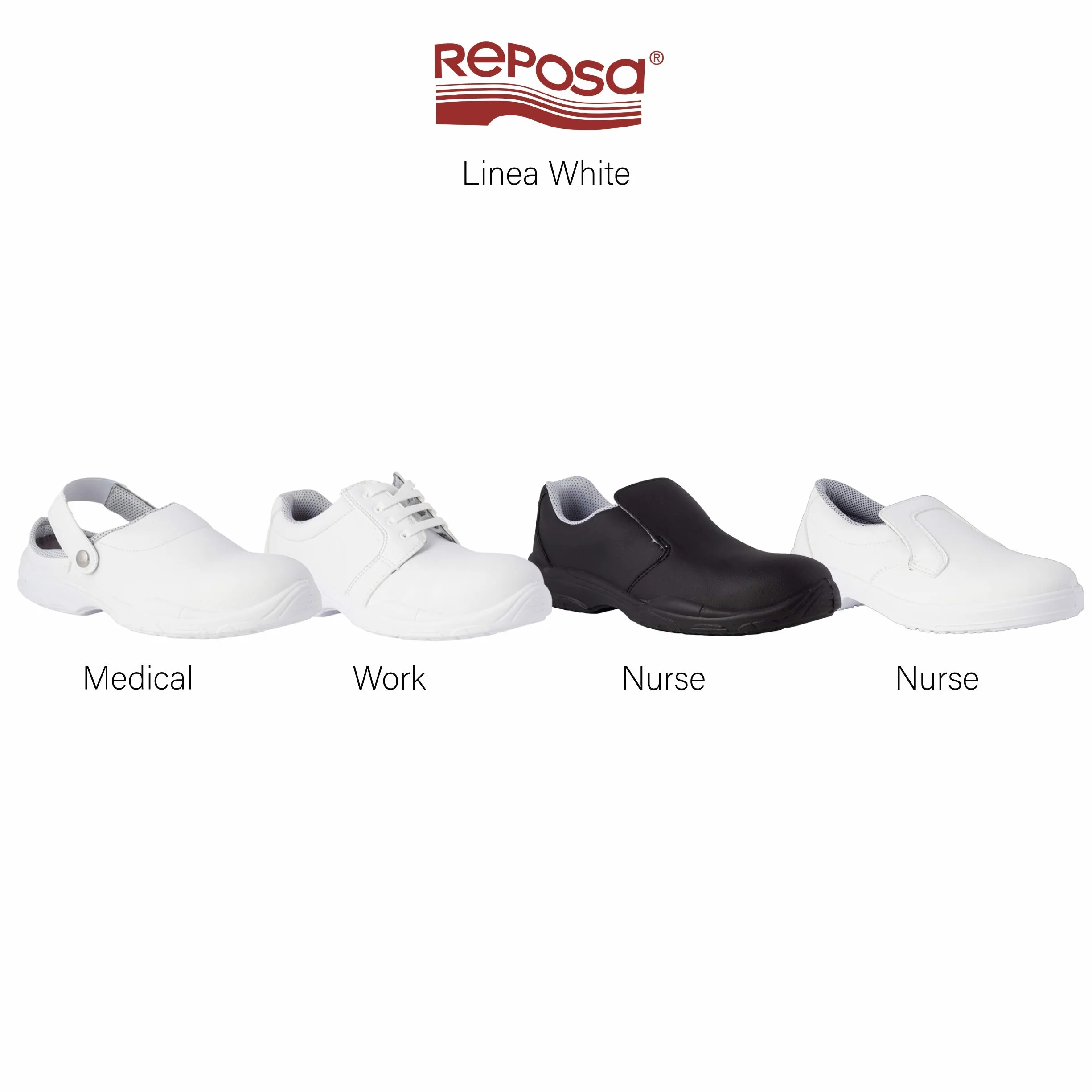 REPOSA Medical - Sabot Femme et Homme Medical Microfibre + Embout de Sécurité en Composite, Chaussure Femme et Homme Sanitaires Antichoc Antistatiques avec Bride, Chaussure de Cuisine Antidérapantes