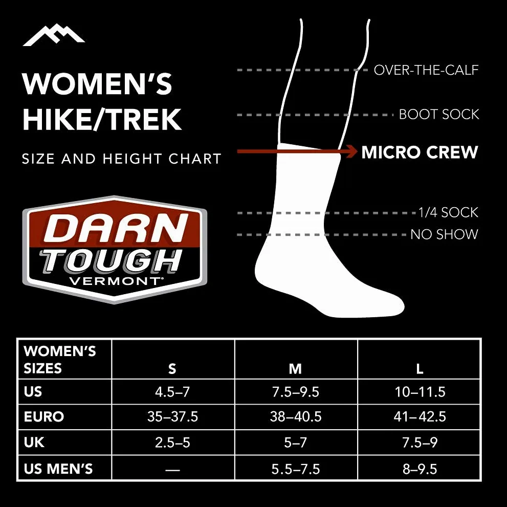 Darn Tough Merino Wool Micro Crew Socks Cushion Équipement de plein air Femme (lot de 1)