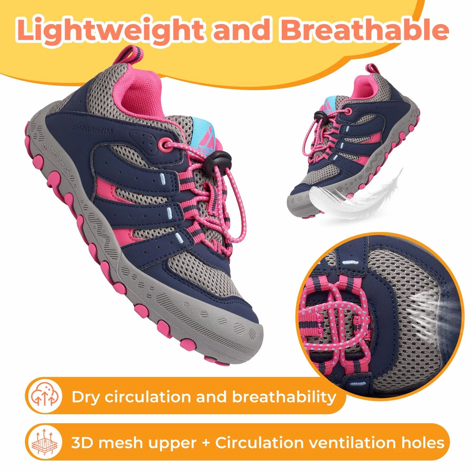 Mishansha Baskets Enfant Fille Chaussure Randonnée Respirant Chaussures de Marche Outdoor Sneakers GR.24-38