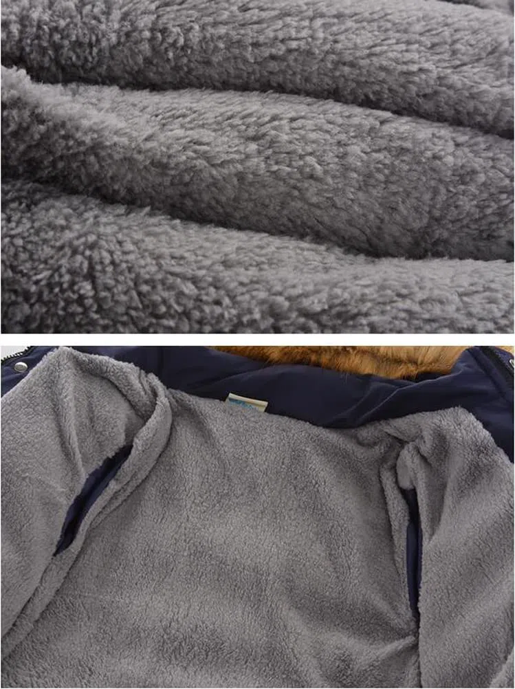 Enfant Garçon Veste d'hiver Chaud Manteau Mi Longue Doudoune à Capuche Fourrure Jacket