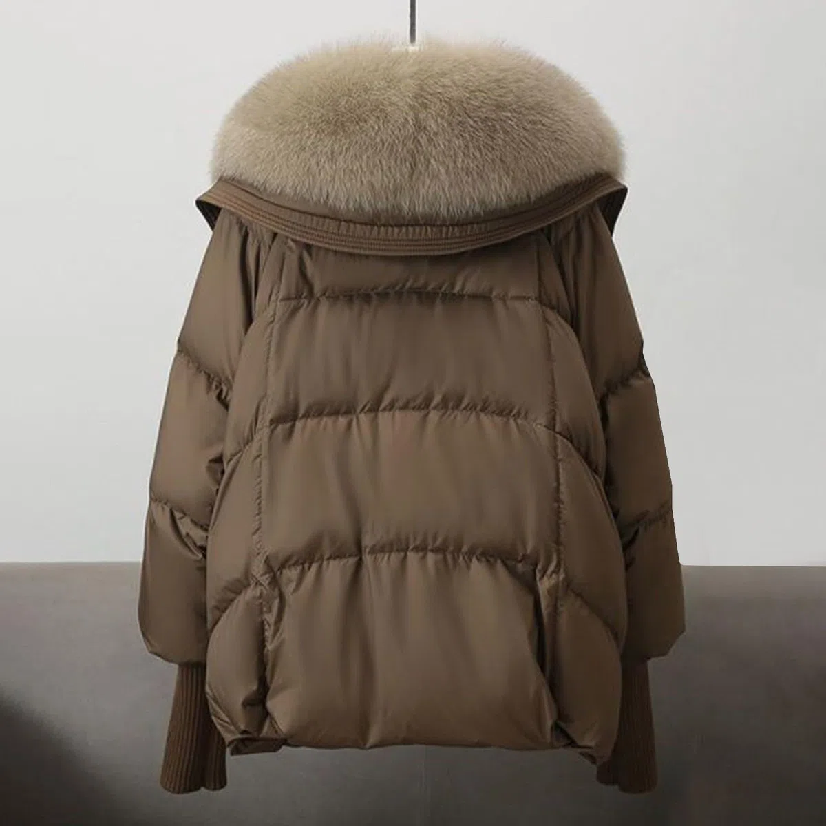 Veste thermique pour femme - Col bouffant - Parka ample - Chaude - Veste de neige épaisse - Poche zippée - Faux vêtement d'extérieur pour femme