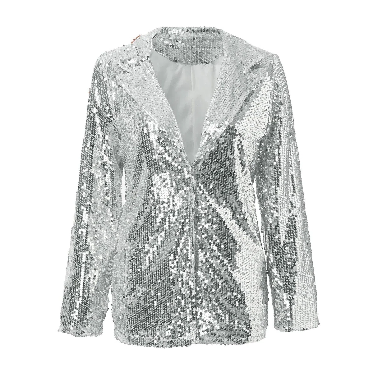 Blazer Décontracté à Revers à Paillettes pour Femmes Veste Pailletée Personnalisée à Manches Longues pour Femmes Adaptée Aux Dîners