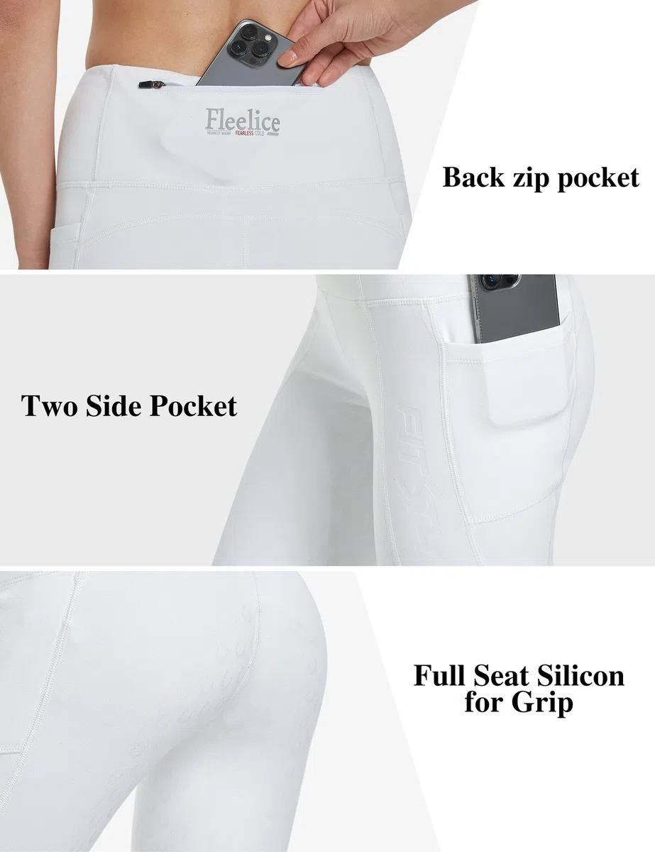 FitsT4 Sports Legging d'équitation pour Femme avec Bordure en Silicone et Passants de Ceinture
