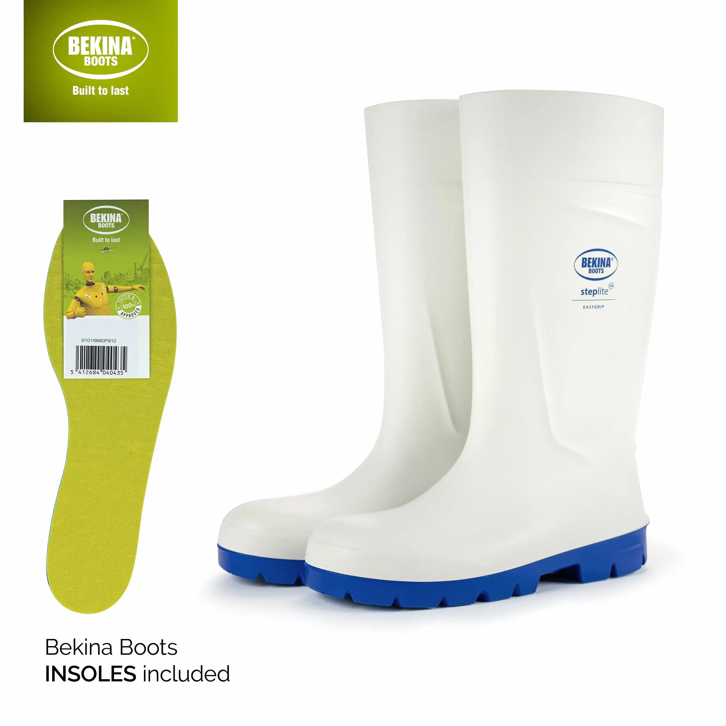 Bekina Bottes de sécurité avec Embout de sécurité pour l'industrie Alimentaire, Facile à désinfecter, y Compris la Semelle intérieure pour Les Pieds Chauds et secs, Confort, Blanc, EU 45
