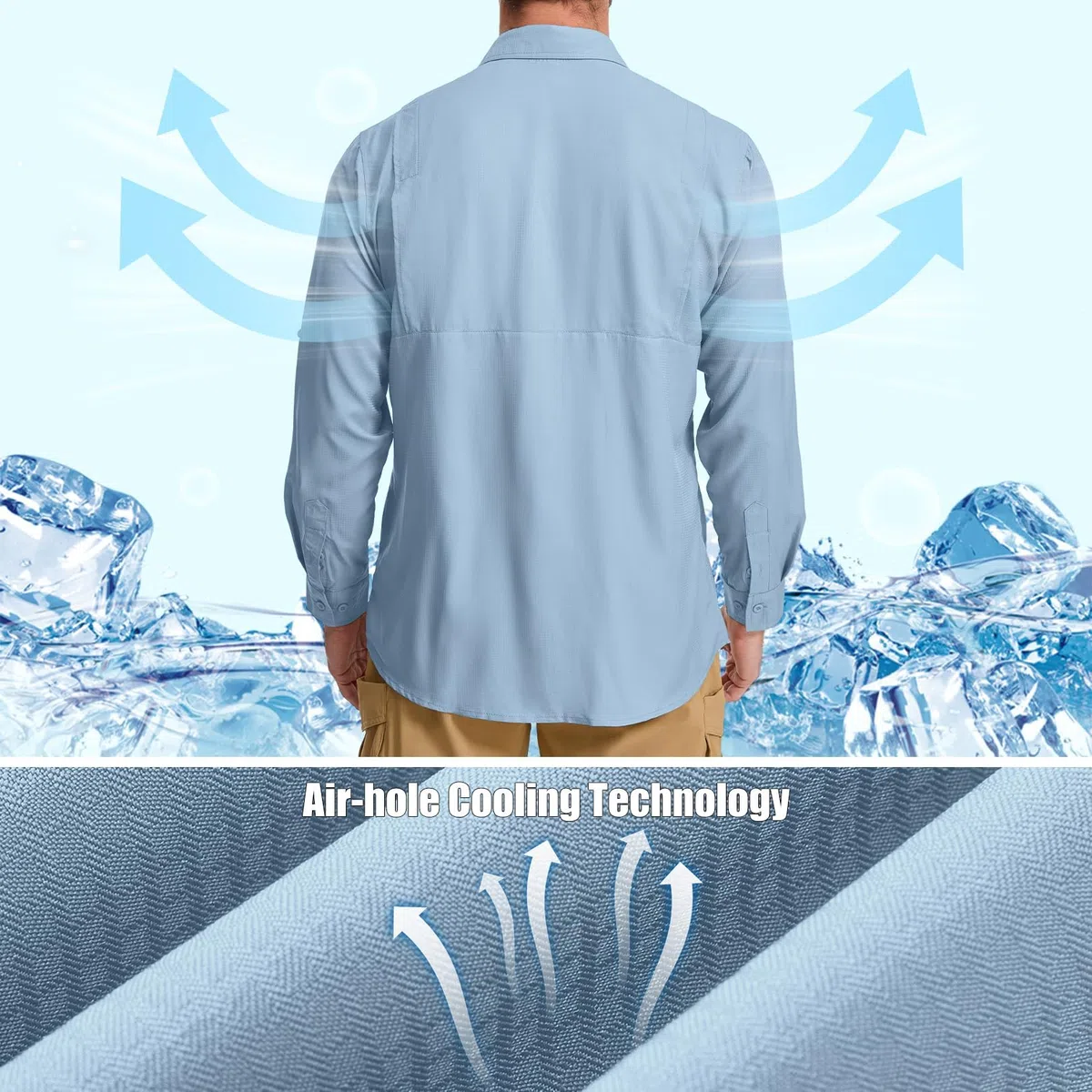 Safari UPF50+ Chemise de randonnée à manches longues pour homme Protection UV Respirant Séchage rapide