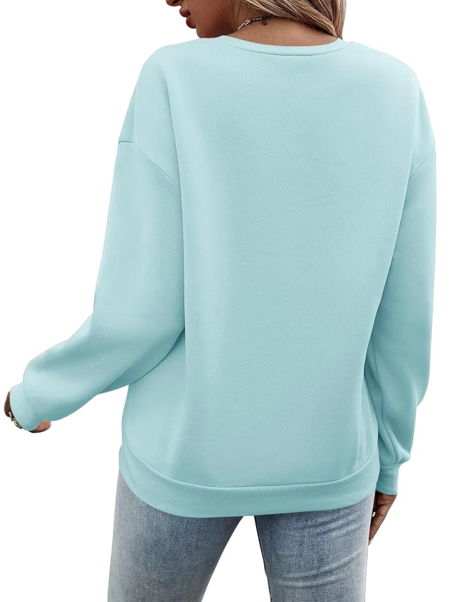 TrendiMax Pull Femme Automne Transition Sweatshirt Lettres Imprimées Col Rond Manches Longues Pull Ample Casual Hauts Streetwear Sweatshirts sans Capuche