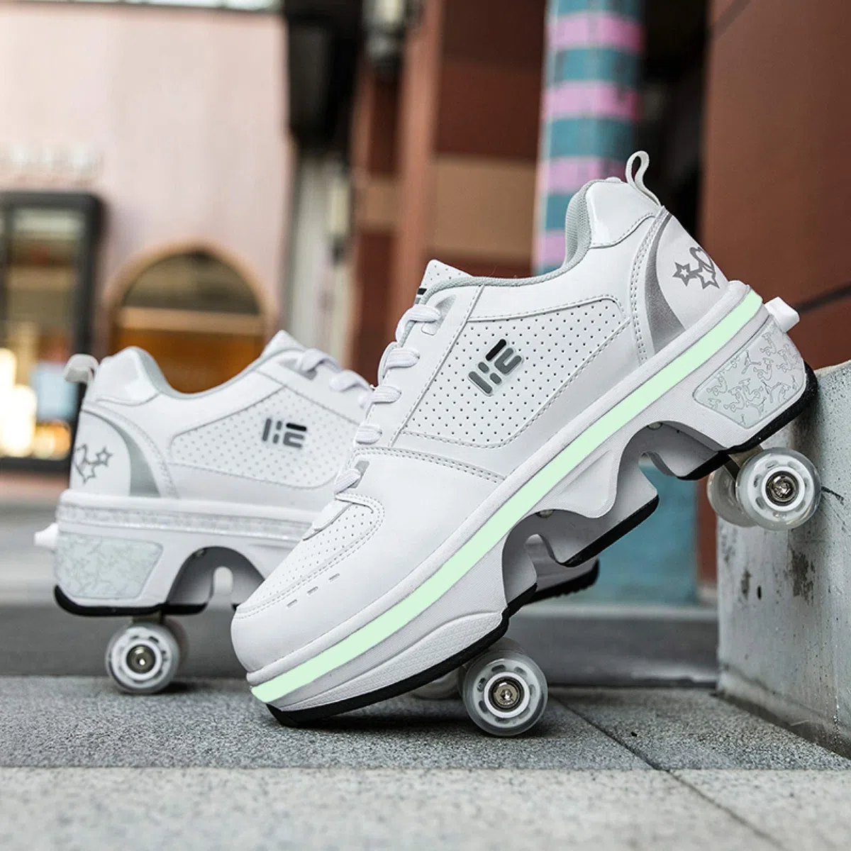 Filles Garçons Chaussures à roulettes 4 Roue Roues Respirant Patins à roulettes pour Unisexe Enfants Retractable Basket A Roulette,EU38