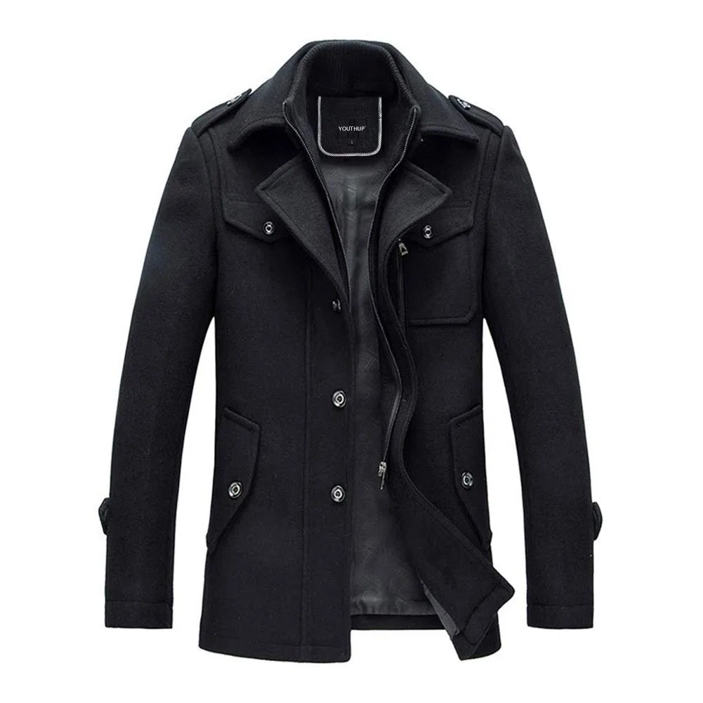 YOUTHUP Manteau Homme Laine Hiver Chaud Trench-Coat Classique Pardessus Parka Caban Veste Slim Fit Manteaux Habillé