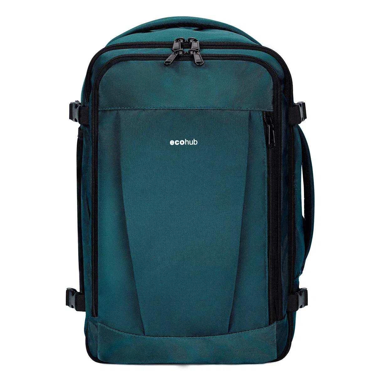 ECOHUB Bagage Cabine 45x36x20 Easyjet, 30L Sac a Dos de Voyage Cabine Avion Imperméable, Bagage a Main Sous Le Siège PET Recyclé, Valise Cabine Easyjet Homme Femme, Brevet en Cours, Bleu vert