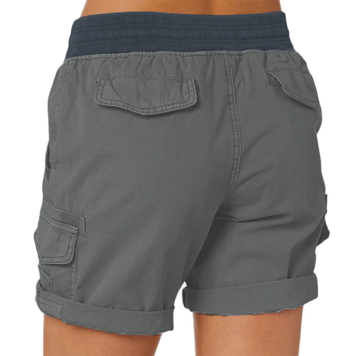 Short Cargo Ample Femme Taille Elastique, Shorts Et Bermudas Décontracté pour Femme Shorts Militaire avec Multi-Poches Pantalon De Loisirs De Travail Randonnée Golf Outdoor Couleur Unie
