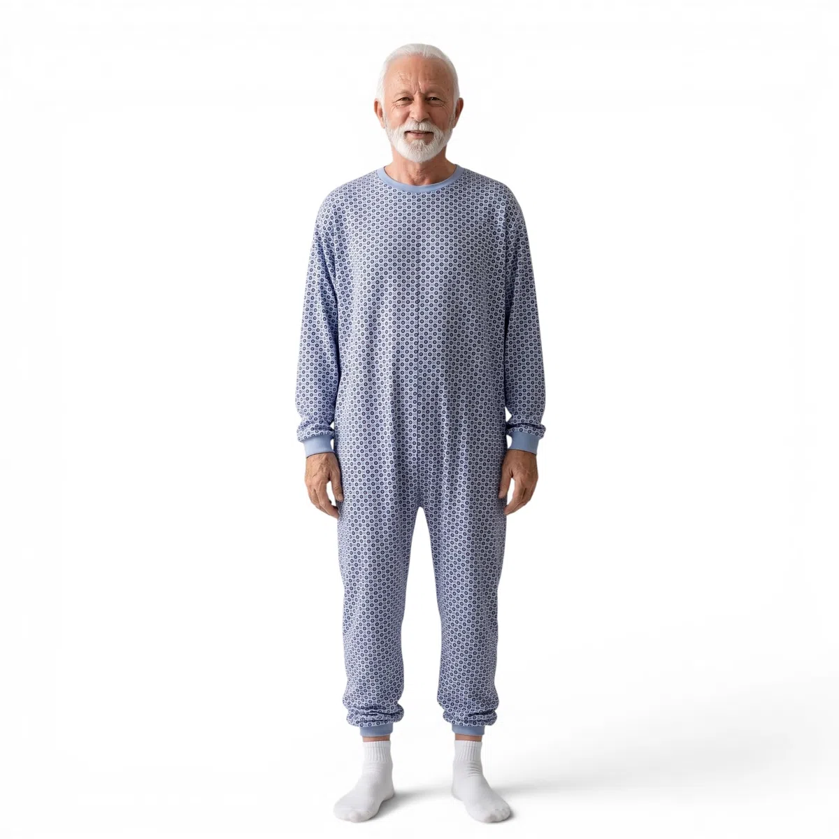 Pyjama intégral médical unisexe – Grenouillère adulte coton 100% – Pyjama dos zip seniors – Vêtements gériatriques confortables Made in Italy