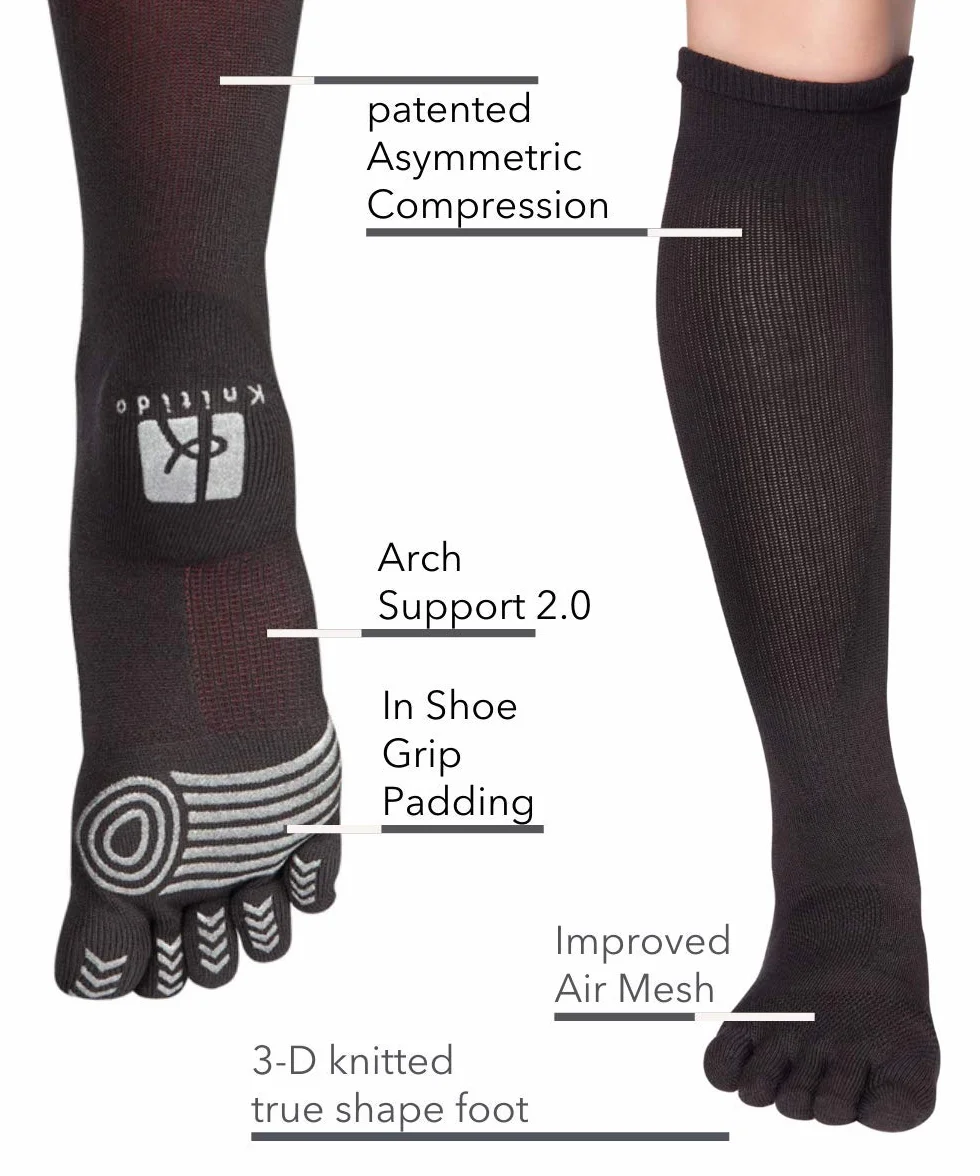 KNITIDO TS Asymmetric Compression | Bas de compression sport avec compression graduelle du mollet et orteils séparés
