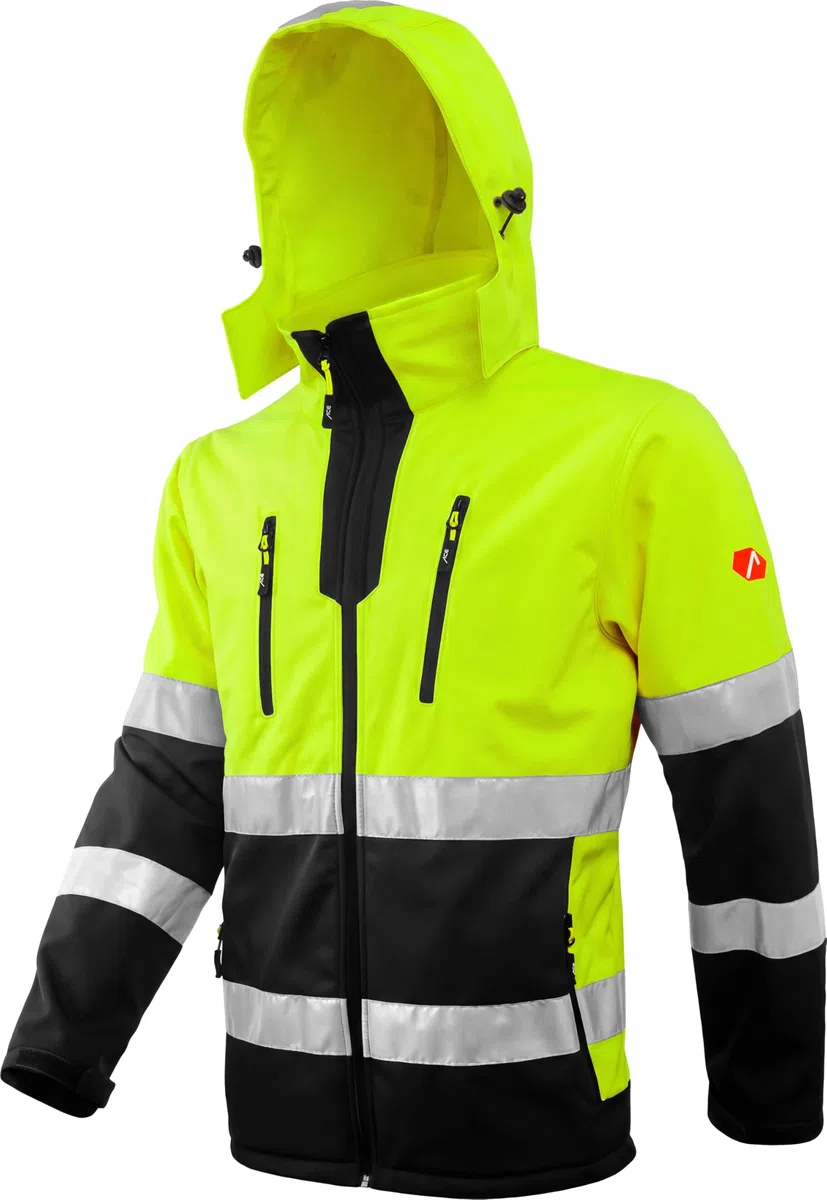 ACE Neon Veste de sécurité - Veste de sécurité softshell robuste avec réflecteurs et capuche amovible - EN ISO 20471 - Jaune - XL