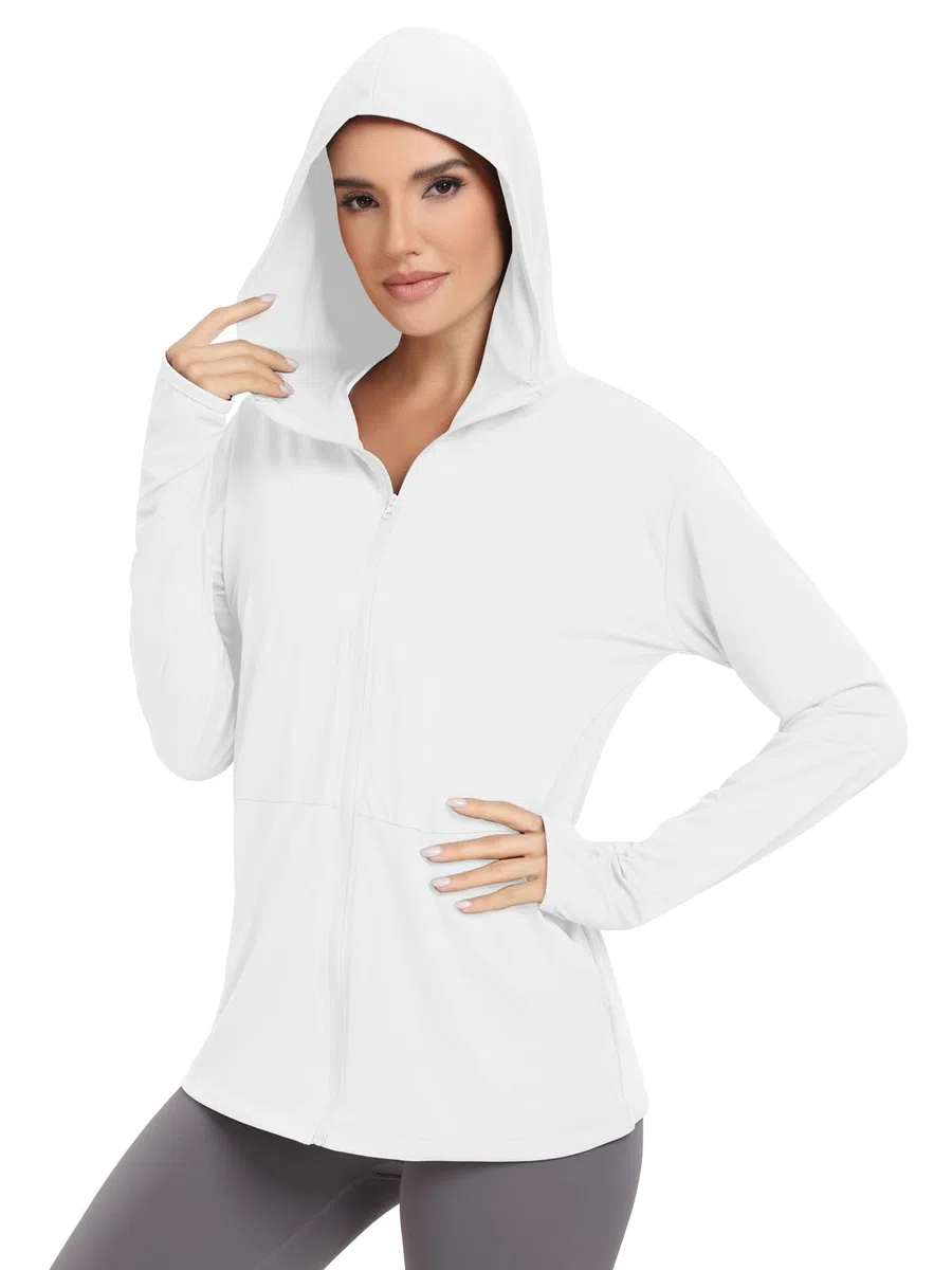 VUTRU Sweat à capuche avec protection solaire UPF 50+ pour femme - Léger à manches longues - Avec poche