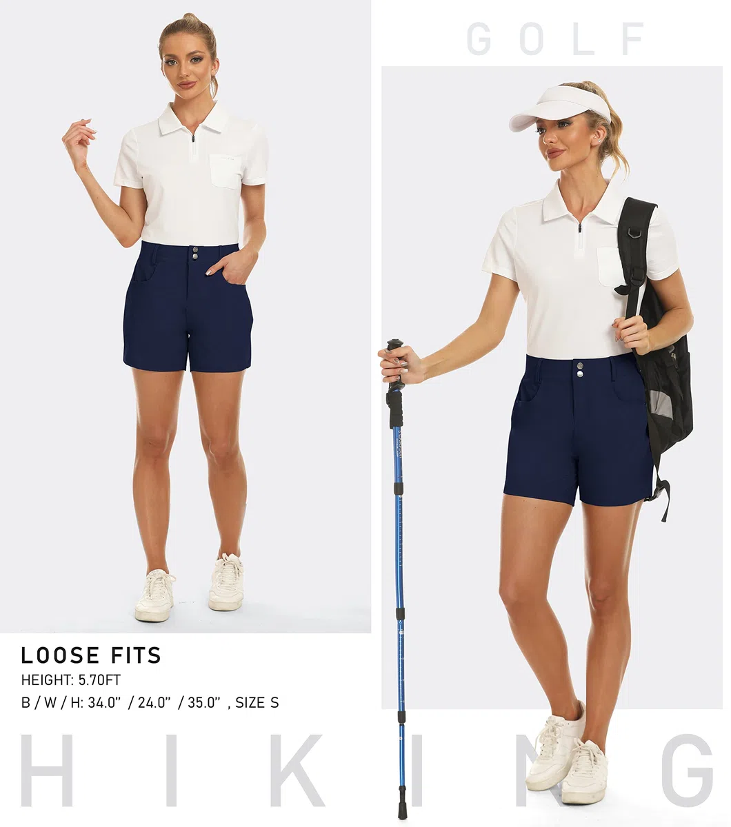 MoFiz Shorts Femme Pantalon Court de Golf Randonnée d'été Léger Shorts Outdoor Imperméable Séchage Rapide avec Elastique Ceinture Intégrée