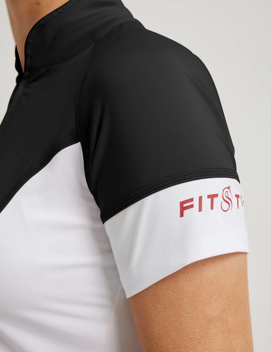 FitsT4 Sports Chemise d'équitation à manches courtes pour femme UPF50+ - Respirant - Demi-fermeture éclair