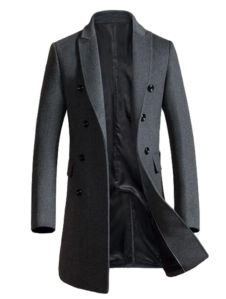 Vogstyle Homme Manteau Parka Laine Slim Classique Trench Mi-Longue Décontractée Duffle-Coats
