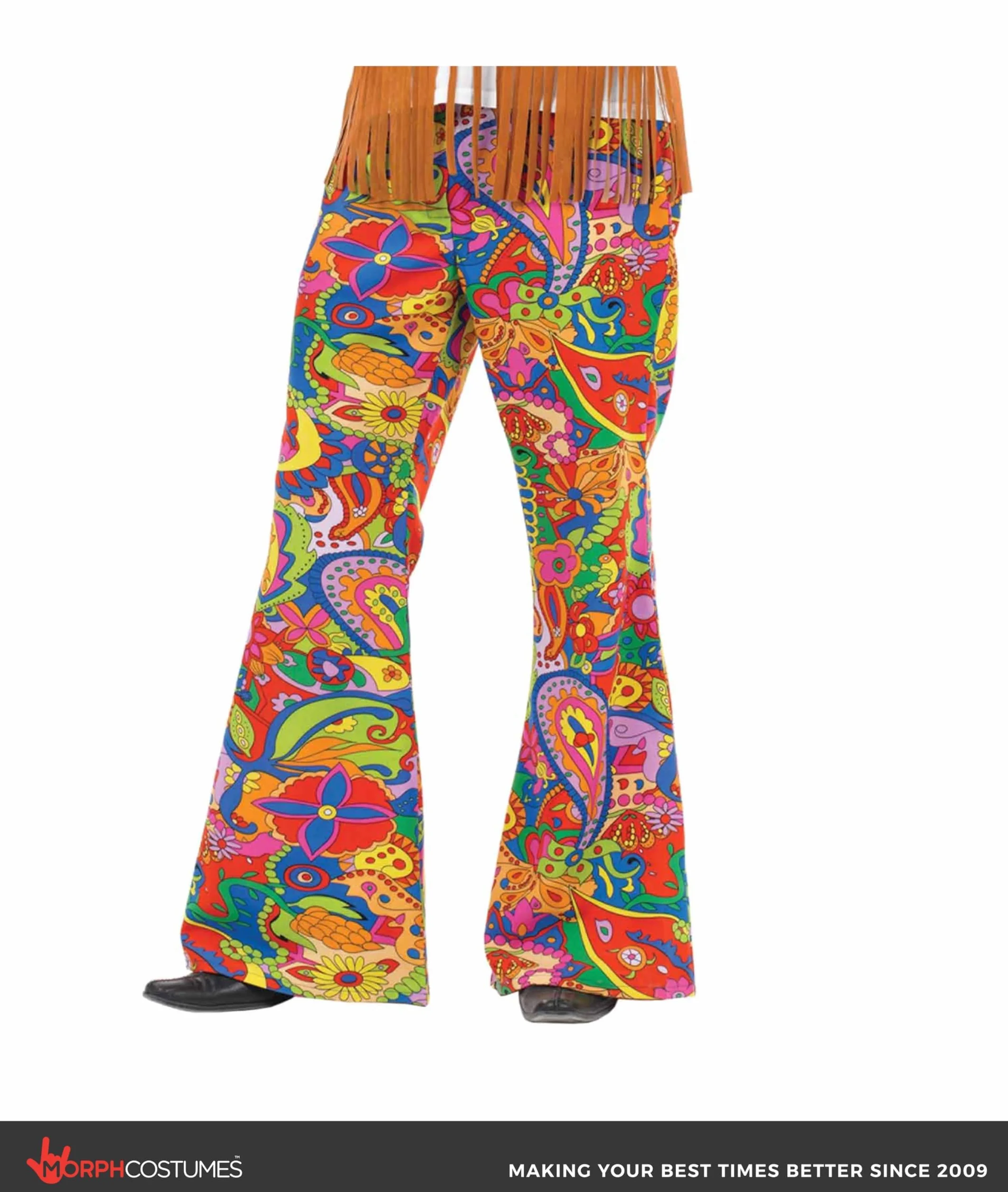Fun Shack Pantalon Hippie Homme, Déguisement Années 70, Pantalon Patte d'Éléphant Vintage Homme