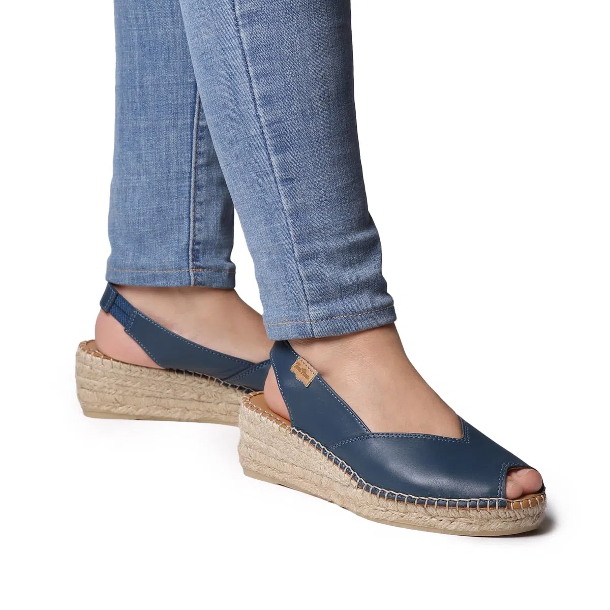 TONI PONS BERNIA-P - Espadrille compensée Style Peep Toe pour Femme en Cuir.