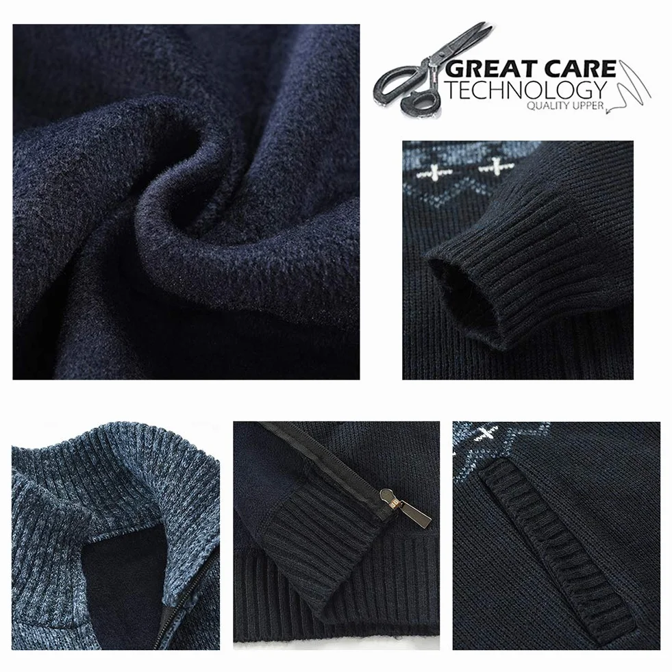 YOUTHUP Homme Cardigan Maille Hiver Ouvrez-Front Zippé Gilet Veste Tricoté Col Droit Casual Chaud Veste Automne Hiver