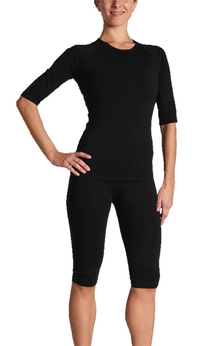 Gina's Bodywear EMS Ensemble de Lingerie pour Femme avec Veste et Pantalon, Noir, L