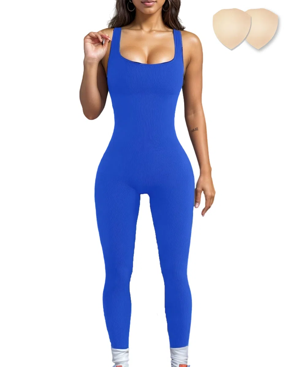 Merlvida Combinaison Femme Sport Sans Couture Jumpsuit Fitness Ajusté et Élastique Skinny Une Pièce Tenue Sportive Sexy Gym Survêtement Pour Sports Yoga Jogging
