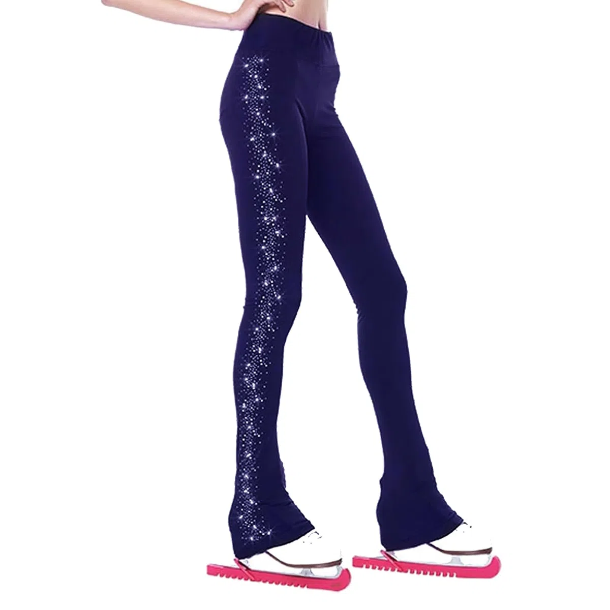 LIUHUO Pantalon de Patinage Artistique pour Filles Qualité Cristal Chaud Entraînement Polaire Stretch Leggings de Patinage