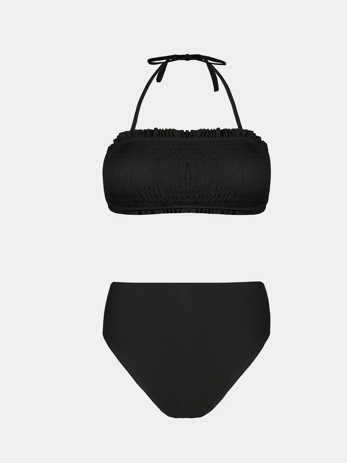 CUPSHE Bikini deux pièces pour femme, haut bandeau à nouer dans le dos avec bretelles amovibles, et bas à taille moyenne