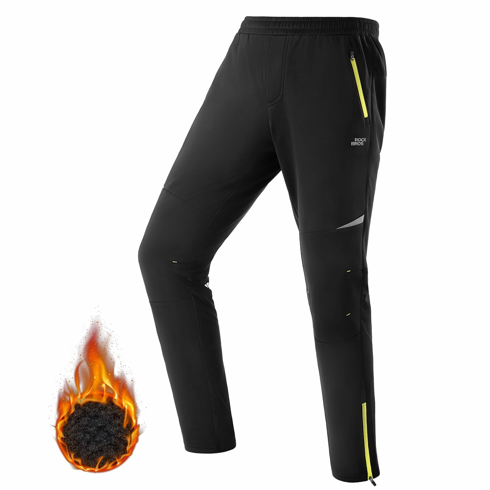 ROCKBROS Veste de Cyclisme Homme en Polaire pour Hiver, Veste VTT Thermique Vêtement Vélo Cycliste Haute Réfléchissant Chaud Vert Fluo - pour VTT Vélo Route Course Sport Extérieur - M-4XL