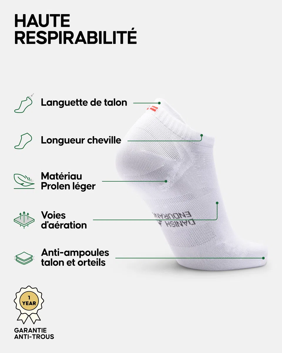 DANISH ENDURANCE Chaussettes de Course Respirantes pour Hommes et Femmes, Anti-blessures, Coupe Basses, Unisexes, Lot de 3