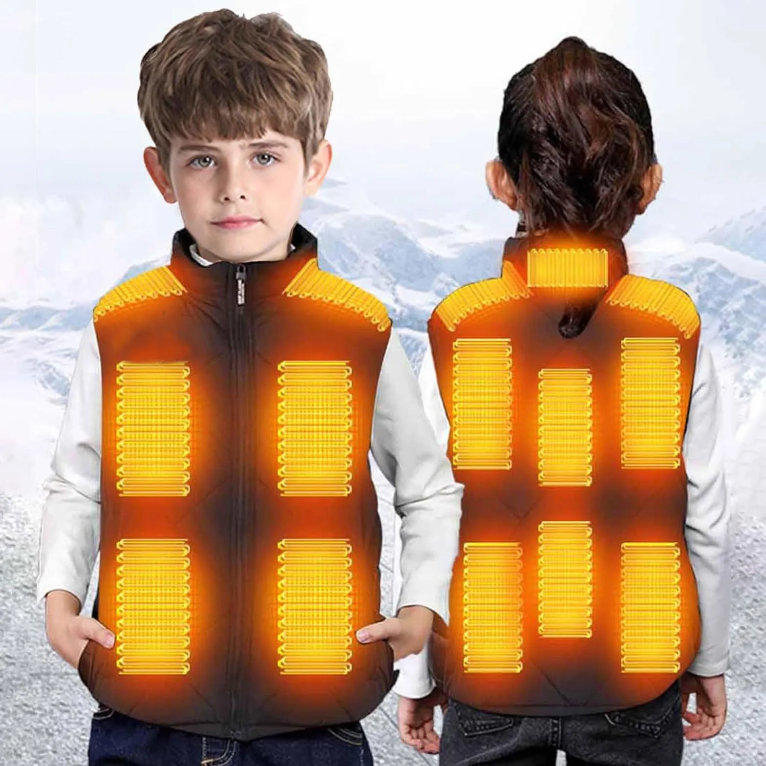 Gilet chauffant pour enfants 2025, garçons et filles en 2025, chauffe-USB avec 13 zones de chauffage, coupe-vent, pour l'extérieur
