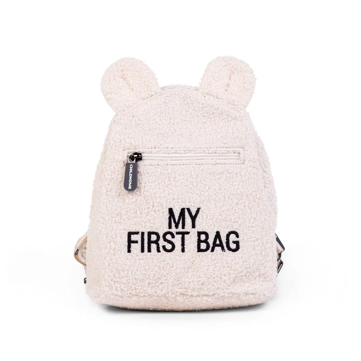 CHILDHOME, Sac À Dos Enfant Bébé, Ecole, Maternelle, Crèche, Deux Compartiments, Contenance Adaptée Lunchbag/Bouteille, Boucle De Sécurité Amovible, Déperlant, My First Bag, teddy écru