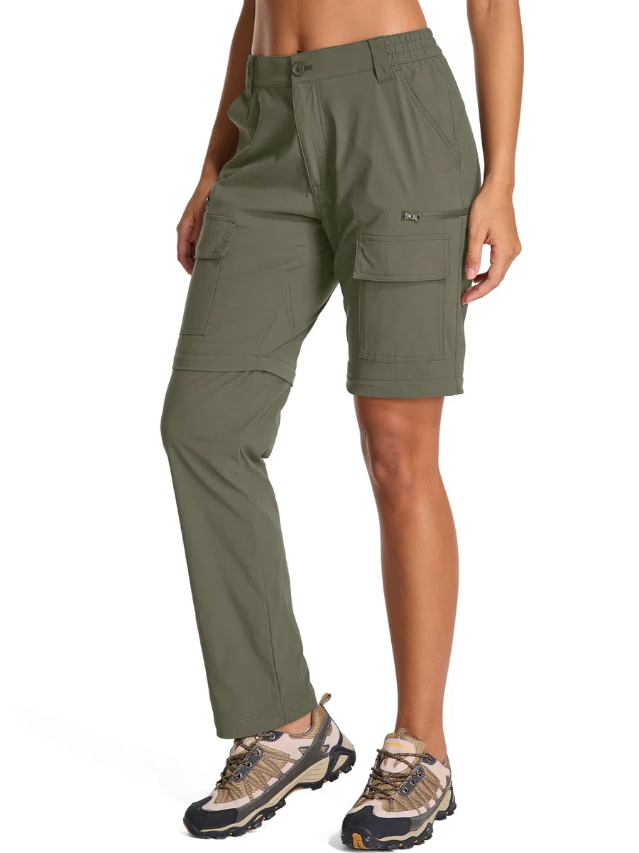 Pantalon de randonnée zippé pour Femme, Convertible léger à séchage Rapide pour Femme léger et Amovible, Respirant et à séchage Rapide idéal pour Le Safari, pour l'été et Le Travail