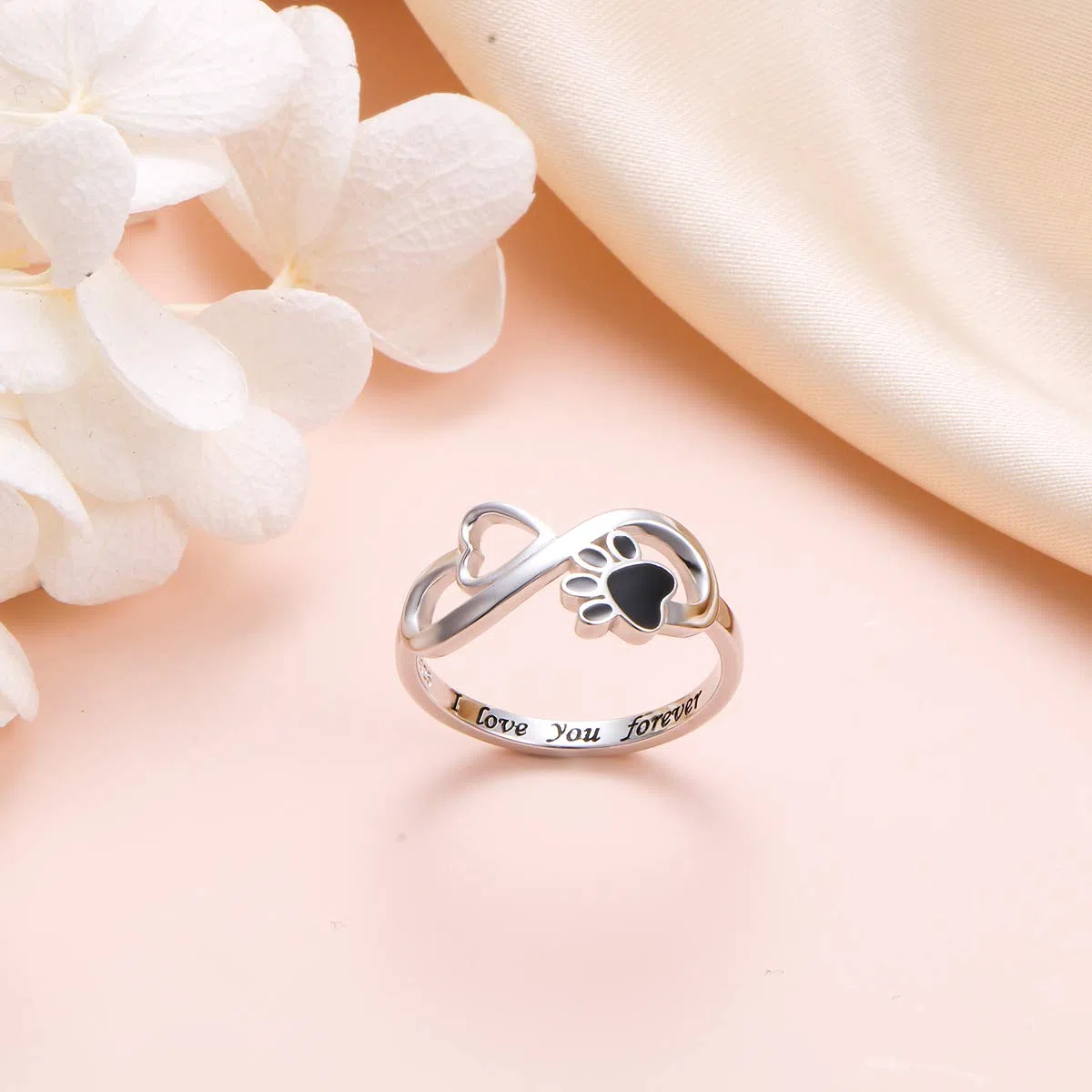 Bague en argent sterling pour femme et fille - Motif pattes de chat - Bijou pour les amoureux des animaux