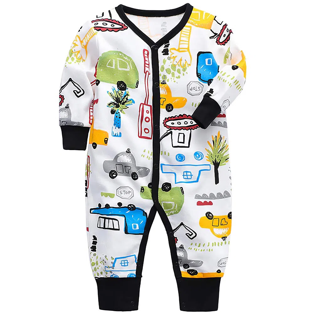 amropi Bébé Garçon Coton Pyjamas Combinaison Nouveau-né Filles Grenouillères Lot de 3 pour 0-24 Mois
