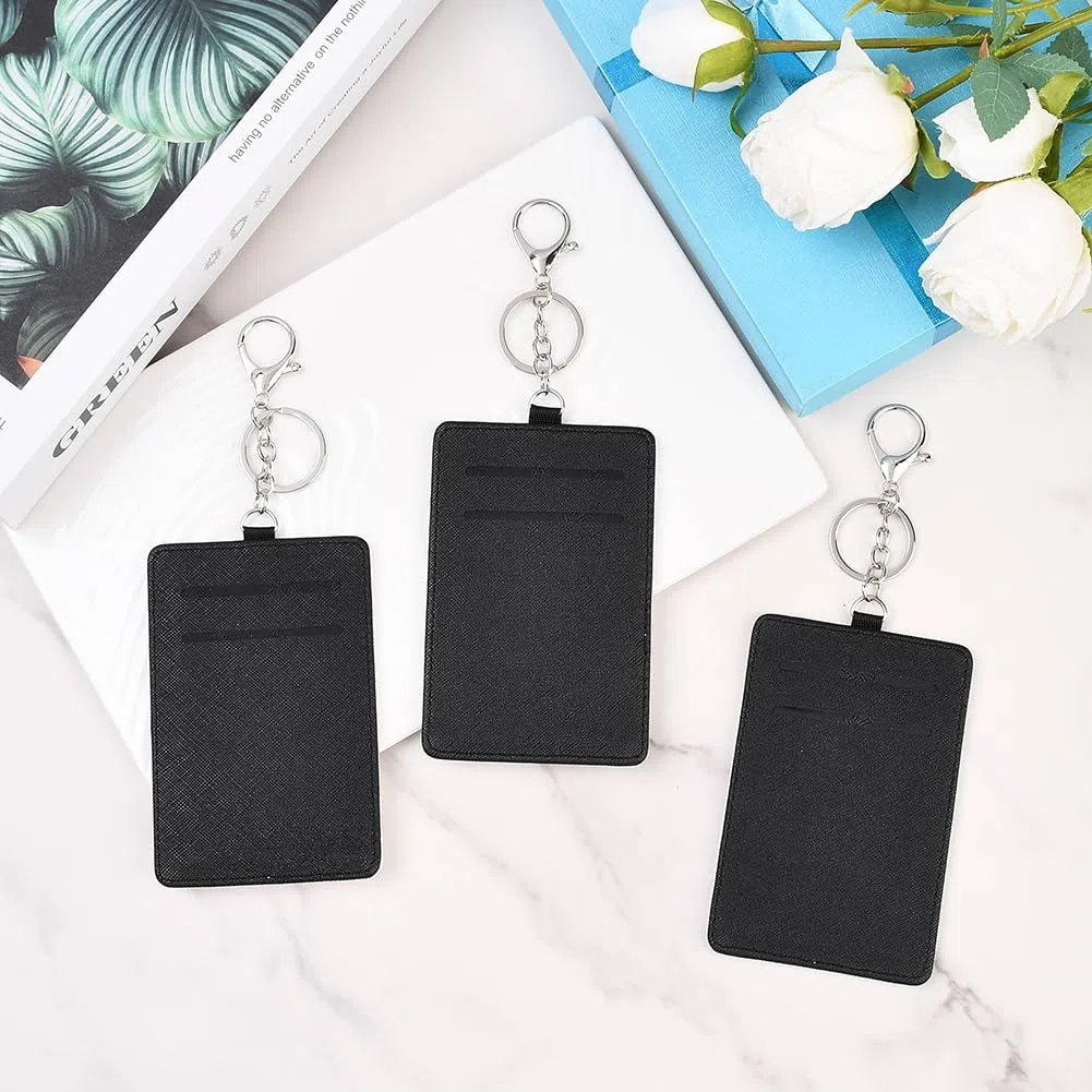 12 porte Cartes à Sublimation en Cuir Vierge pour Badge D'Identification à Imprimer Par Transfert Thermique avec Porte Clés pour le Travail les Voyages les Fournitures de Bureau pour Femmes e