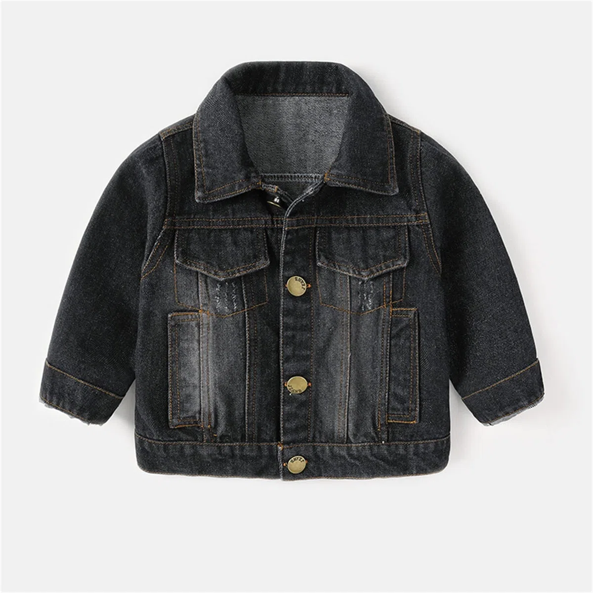 Générique Manteau en Jean Enfants GarçOn, Veste en Denim GarçOn Manches Longues Col Rabattable Mode Printemps Blouson avec Bouton Et Poche pour Tenue Quotidienne,Thermique Casual 1-5 Ans