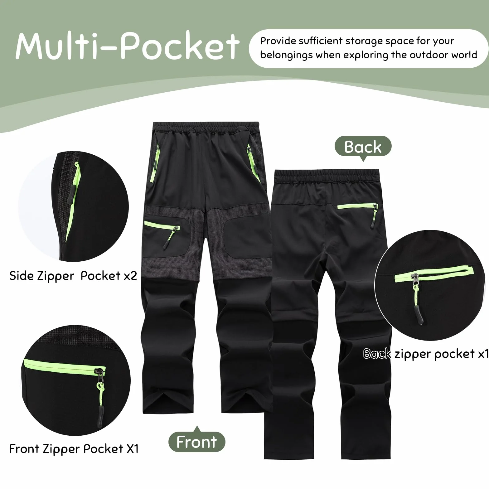 SUKUTU Pantalon 2 en 1 avec Fermeture éclair pour garçons et Filles Pantalon de randonnée pour l'été Pantalon Convertible Court, léger et à séchage Rapide Activités de Plein air