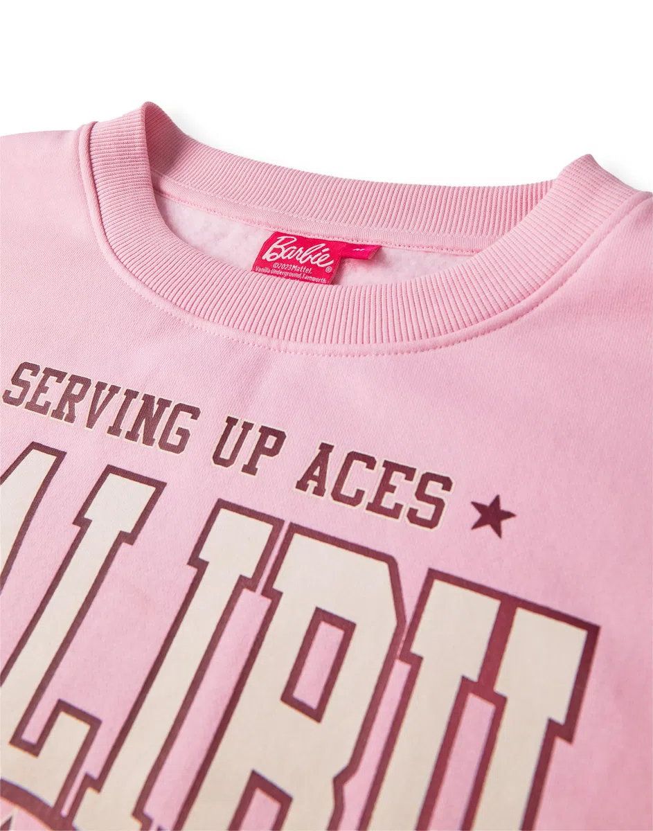 Barbie Survêtement femme en rose | Mesdames Malibu Tennis Club 1959 graphique pull ou pantalon de jogging | Écusson de sport Style Vintage | Poupée film vêtements marchandise cadeau pour elle