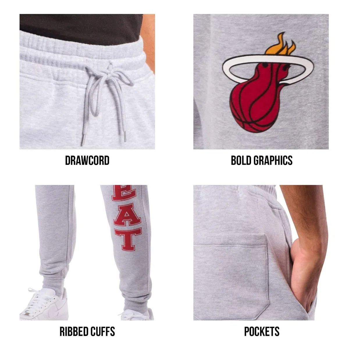 Ultra Game Pantalon de jogging officiel NBA super doux pour homme