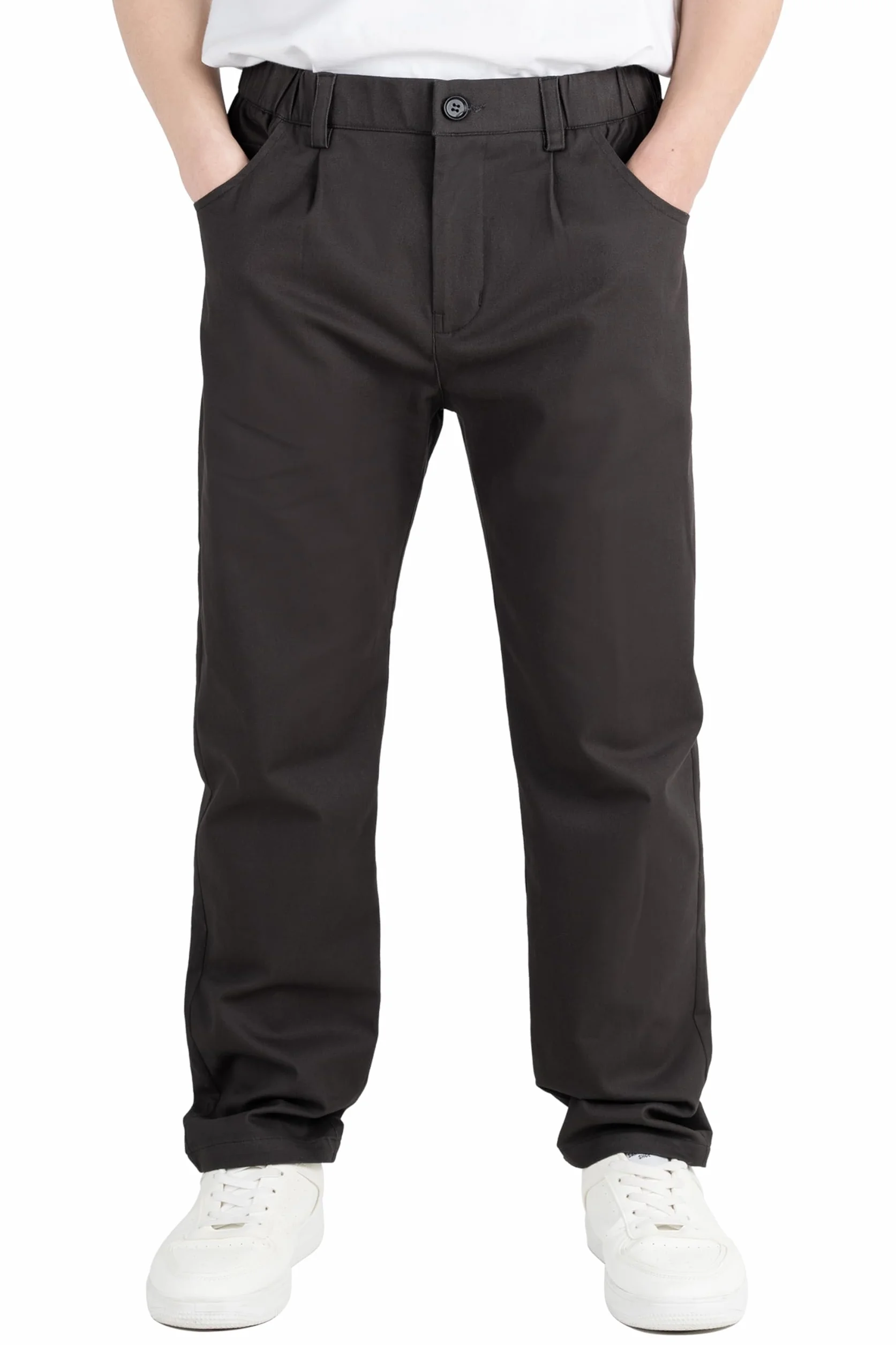 CAMLAKEE Pantalon chino à jambe droite avec braguette zippée pour enfant