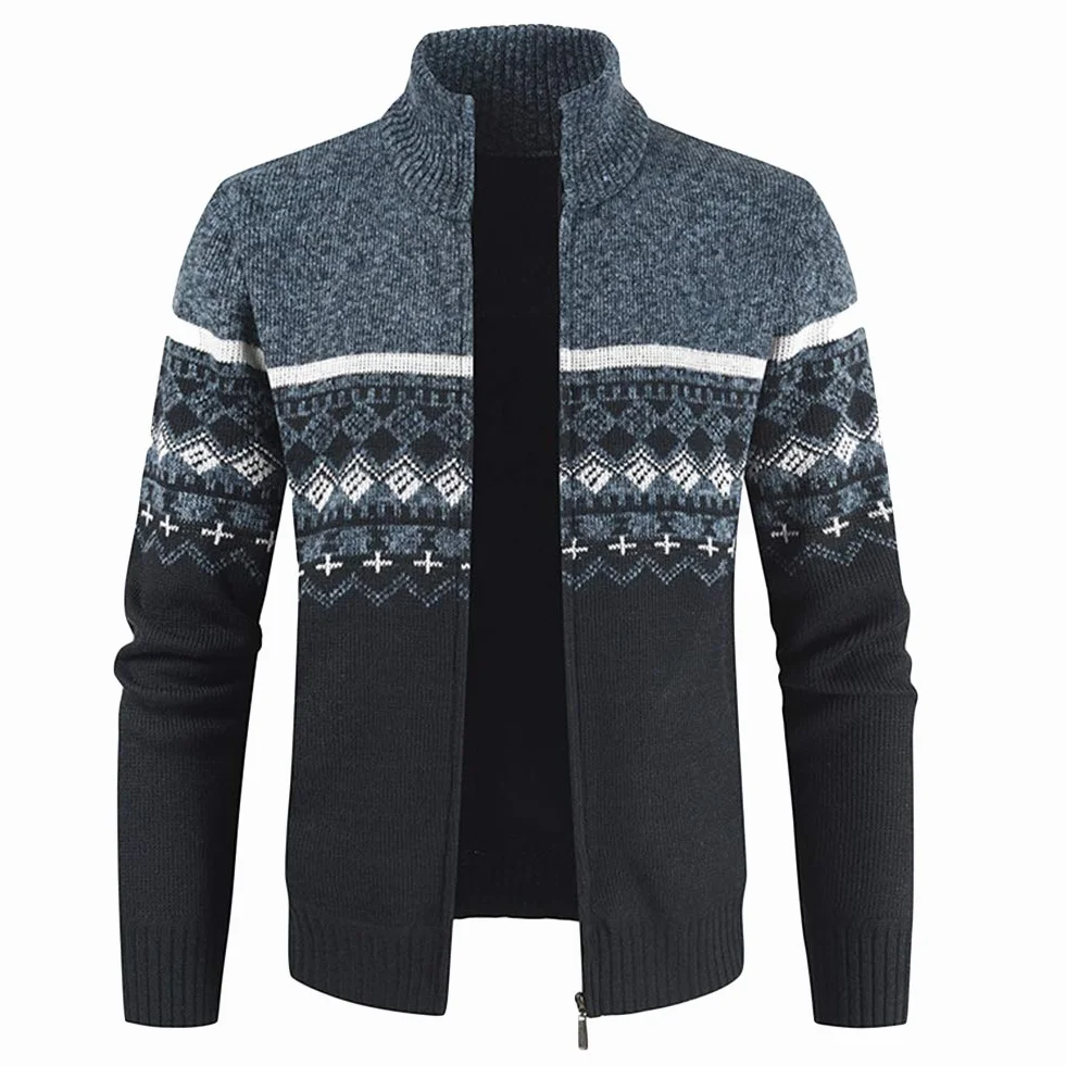 YOUTHUP Homme Cardigan Maille Hiver Ouvrez-Front Zippé Gilet Veste Tricoté Col Droit Casual Chaud Veste Automne Hiver