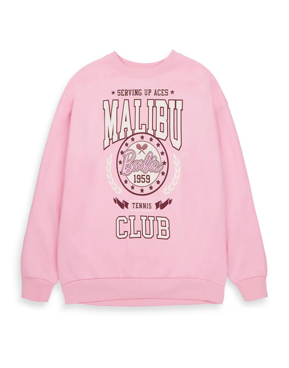 Barbie Survêtement femme en rose | Mesdames Malibu Tennis Club 1959 graphique pull ou pantalon de jogging | Écusson de sport Style Vintage | Poupée film vêtements marchandise cadeau pour elle