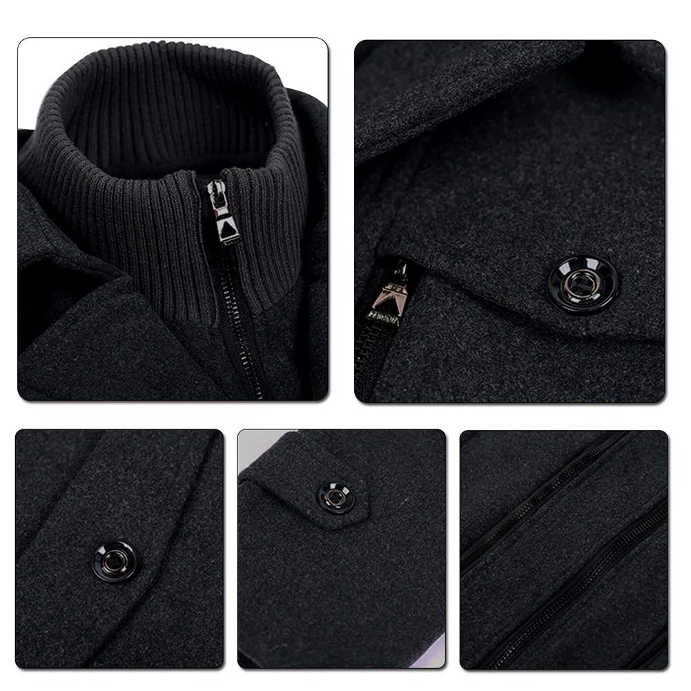 YOUTHUP Manteau Homme Laine Hiver Chaud Trench-Coat Classique Pardessus Parka Caban Veste Slim Fit Manteaux Habillé