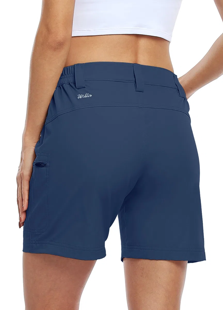 WILLIT Short de randonnée cargo pour femme - Short de golf - Pantalon de randonnée - Short d'été léger - Séchage rapide - Respirant - Avec poches - Imperméable