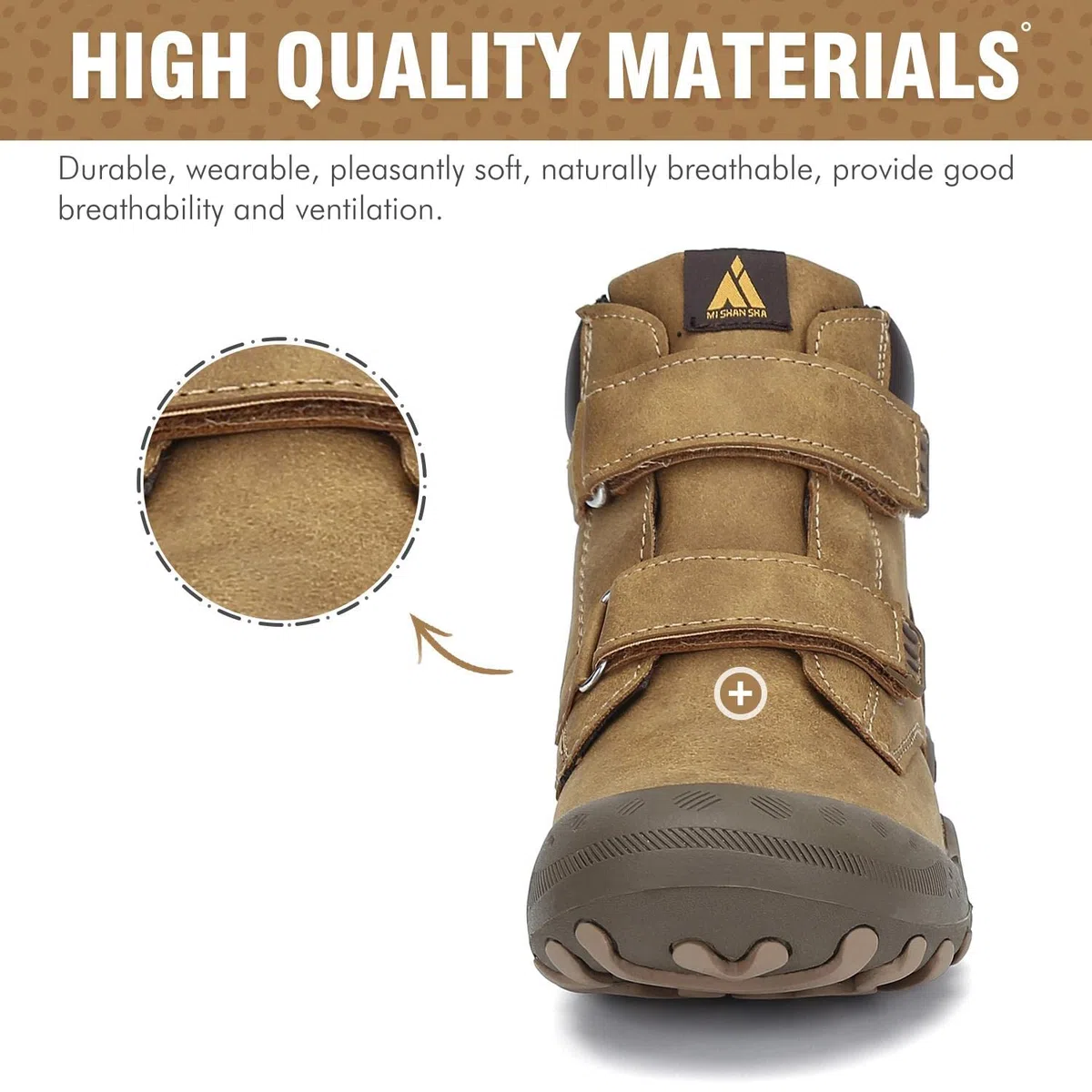 Mishansha Chaussures de Randonné Enfants Légères Bottes de Trekking Antidérapantes Respirant Chaussures de Marche pour Garçon et Fille, Brun Cacahuète, 35 EU