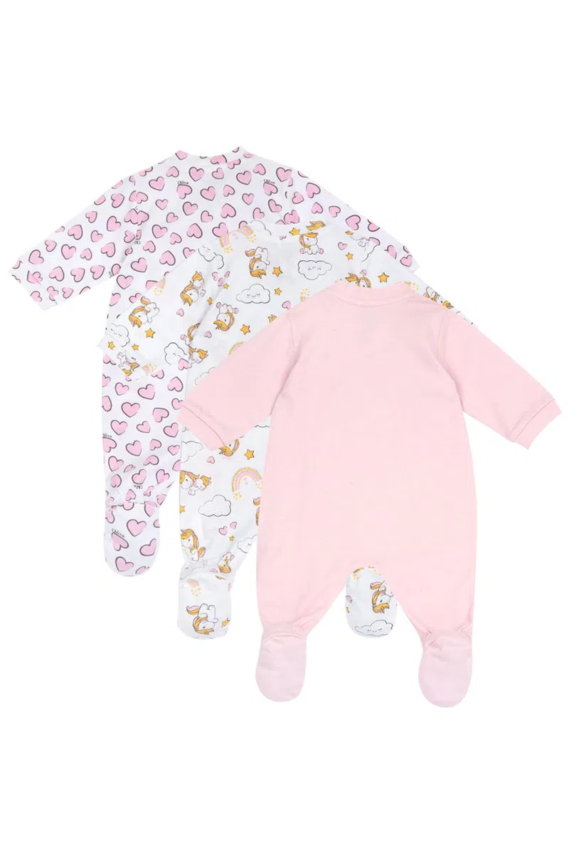 Chicco Avec Pieds Intégré en Coton Nos_3 Lot de 3 Grenouillères Bébé fille (lot de 3)