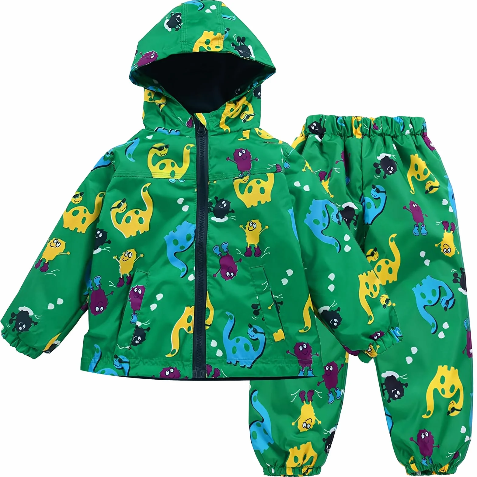 LZH Enfant en Bas âge bébé garçons Filles imperméable Veste à Capuche imperméable Dinosaure Manteau + Pantalon Costume